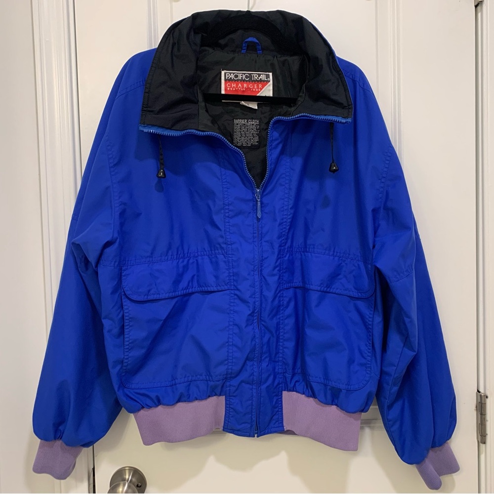 Vintage Pacific Trail Mens Royal Blue Charger Jacket Coat Windbreaker Size Large